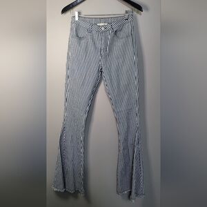 Saints & Hearts Striped Bell Bottom Jeans S Western Flare Festival Boho